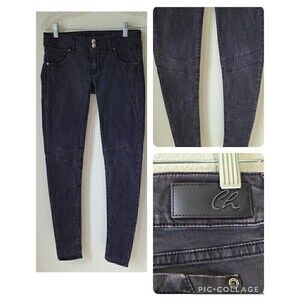 Chevignon Rusty Negro Jeans Tall 8 Biker Reinforced Knee Skinny Logo Motorcycle